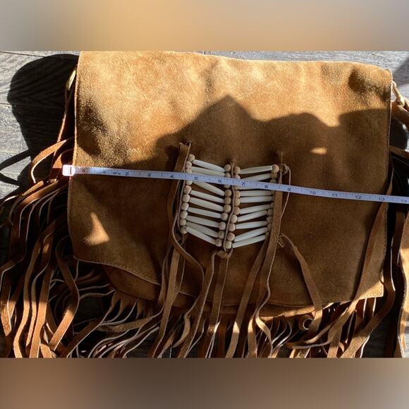 RAJ Brown Suede Crossbody Fringe Bag - Picture 12 of 14